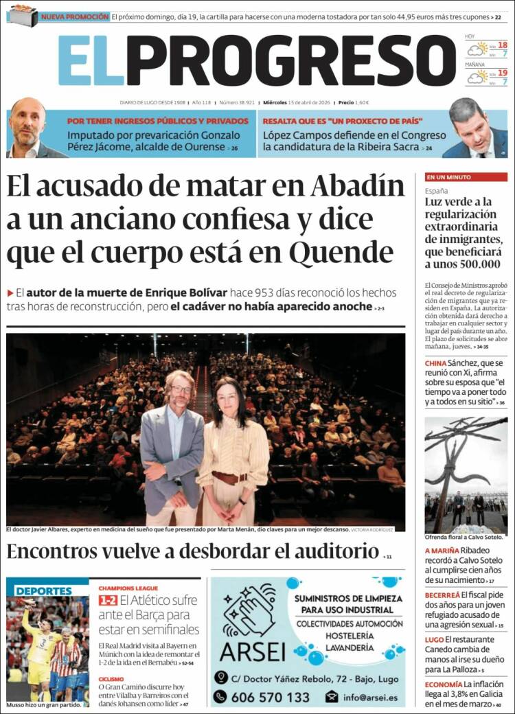 Portada de El Progreso (Espa&ntilde;a)