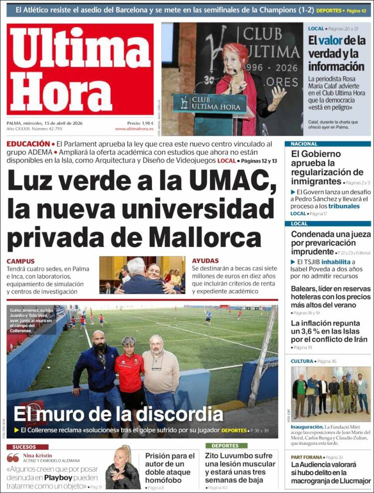 Portada de Última Hora (Espa&ntilde;a)
