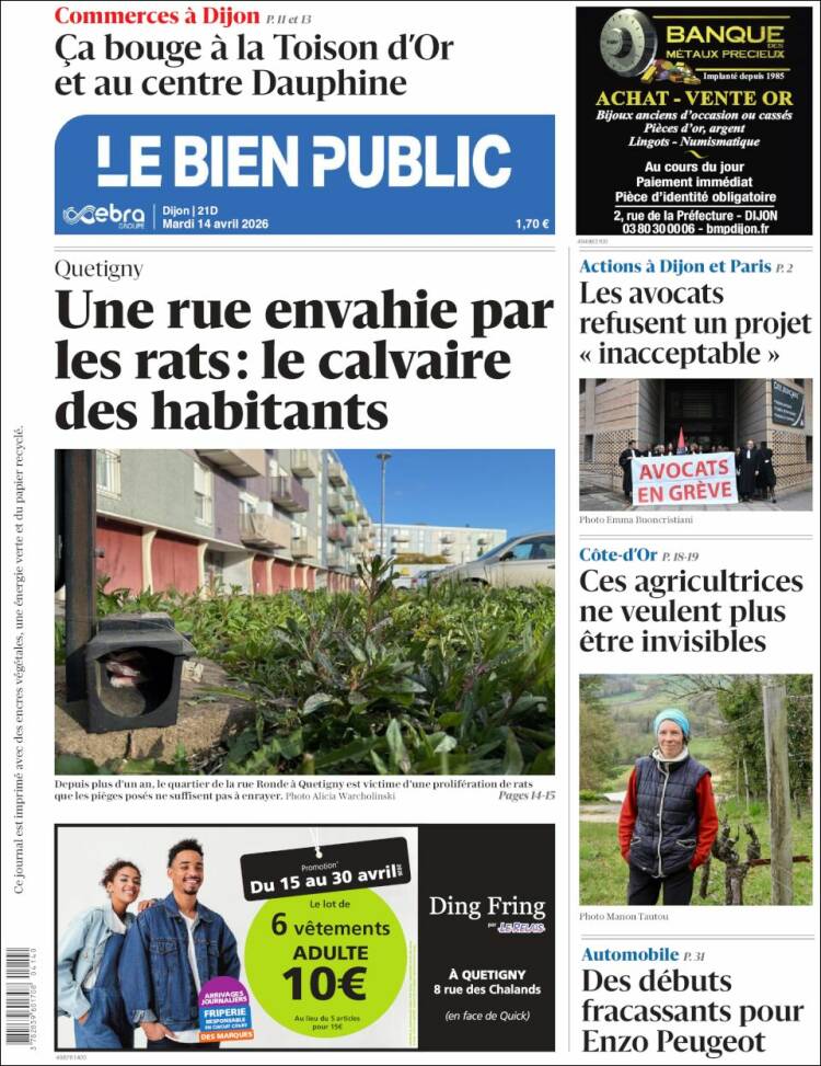 Portada de Le Bien Public (Francia)