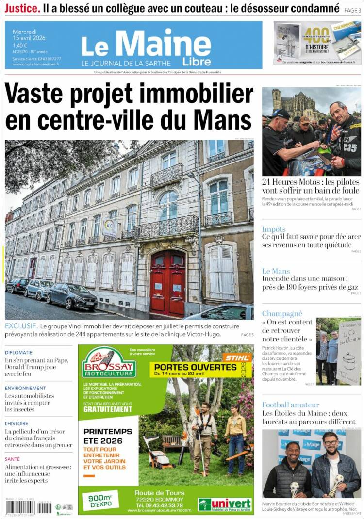 Portada de Le Maine Libre (Francia)