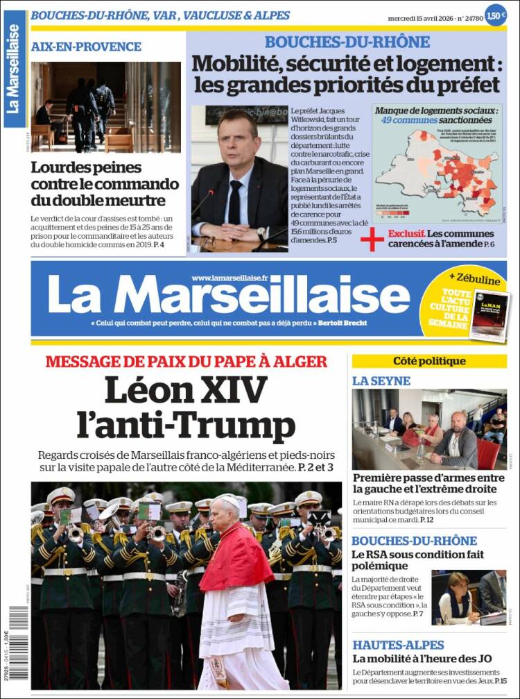 Portada de La Marseillaise (Francia)