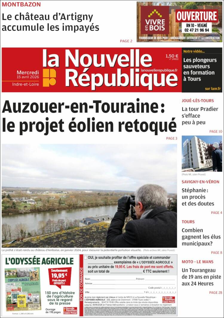 Portada de La Nouvelle Republique (Francia)