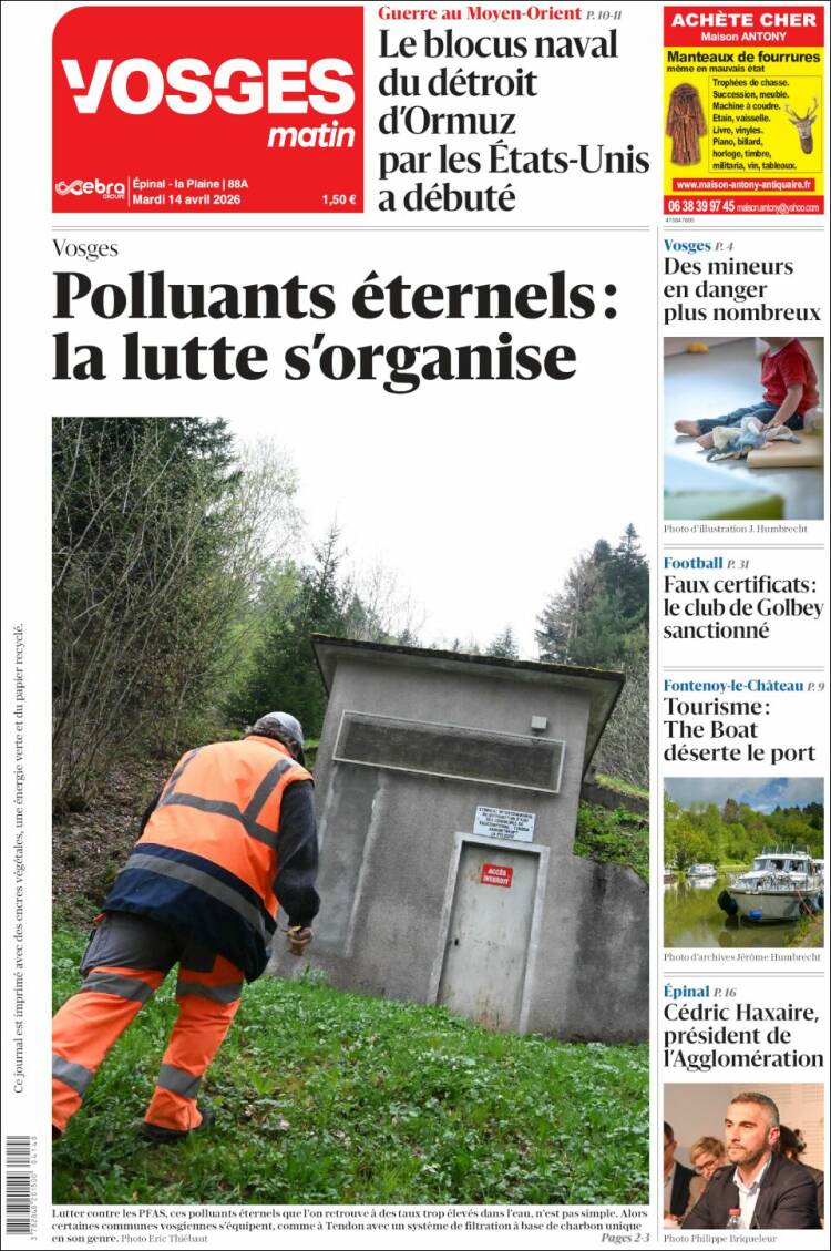Portada de Vosges Matin (Francia)