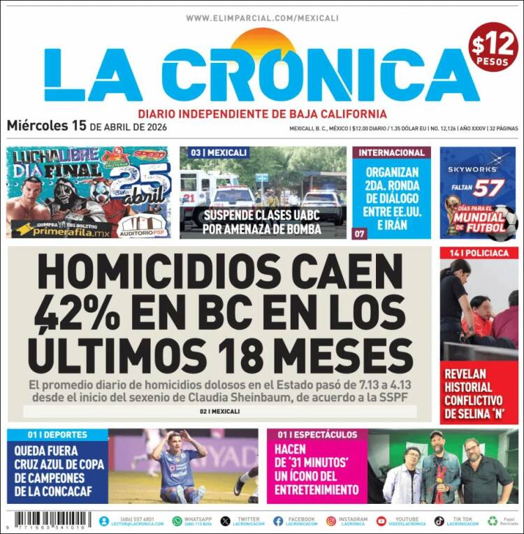 Portada de La Crónica de Baja California (M&eacute;xico)