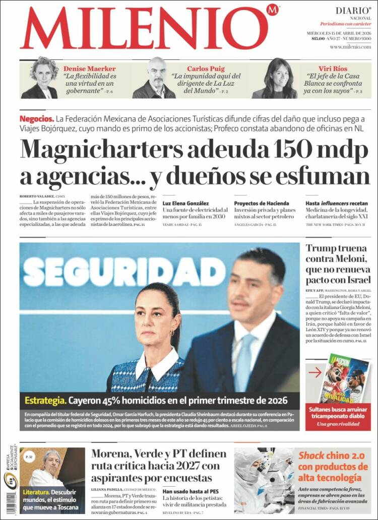 Portada de Milenio (M&eacute;xico)