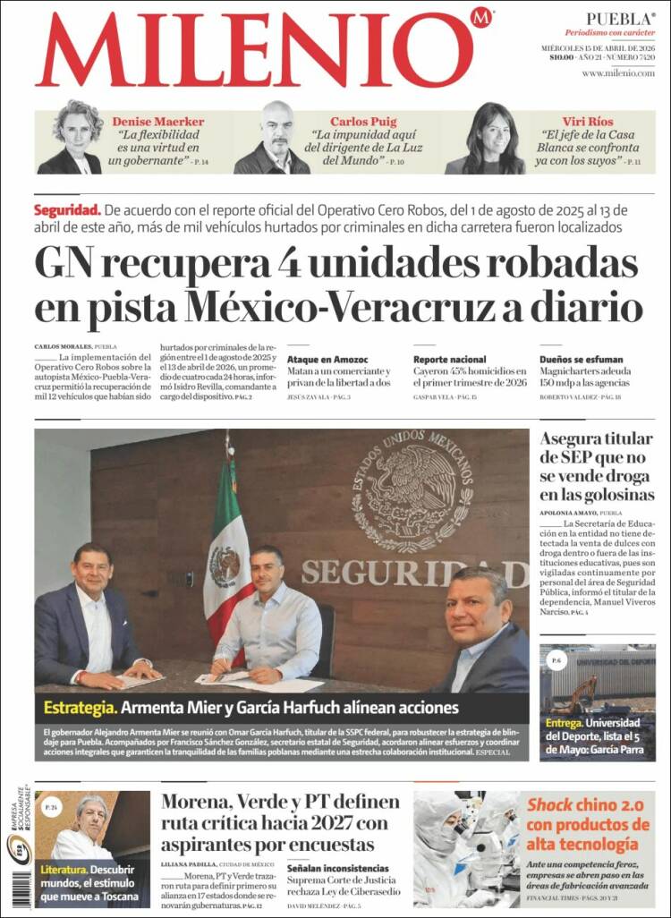Portada de Milenio de Puebla (M&eacute;xico)
