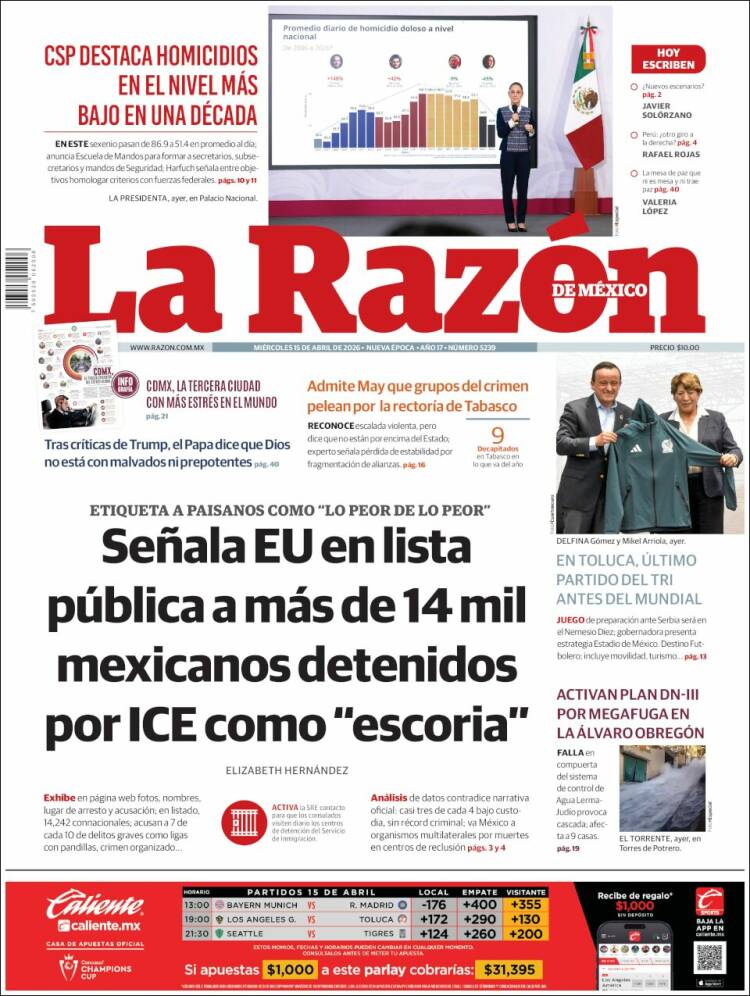 Portada de La Razón (M&eacute;xico)