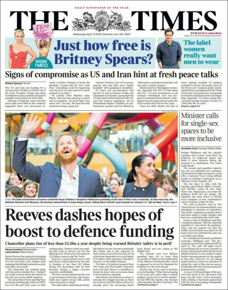 Portada de The Times (United Kingdom)