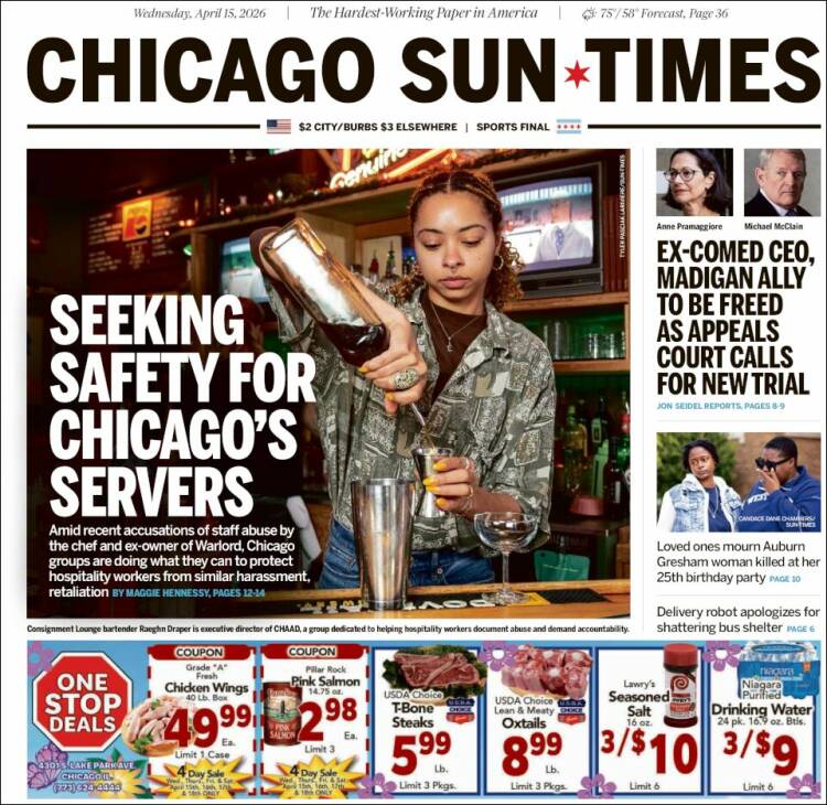 Portada de Chicago Sun-Times (USA)