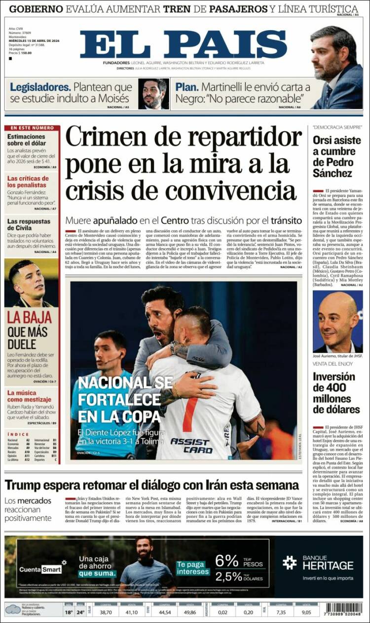 Portada de El País (Uruguay)