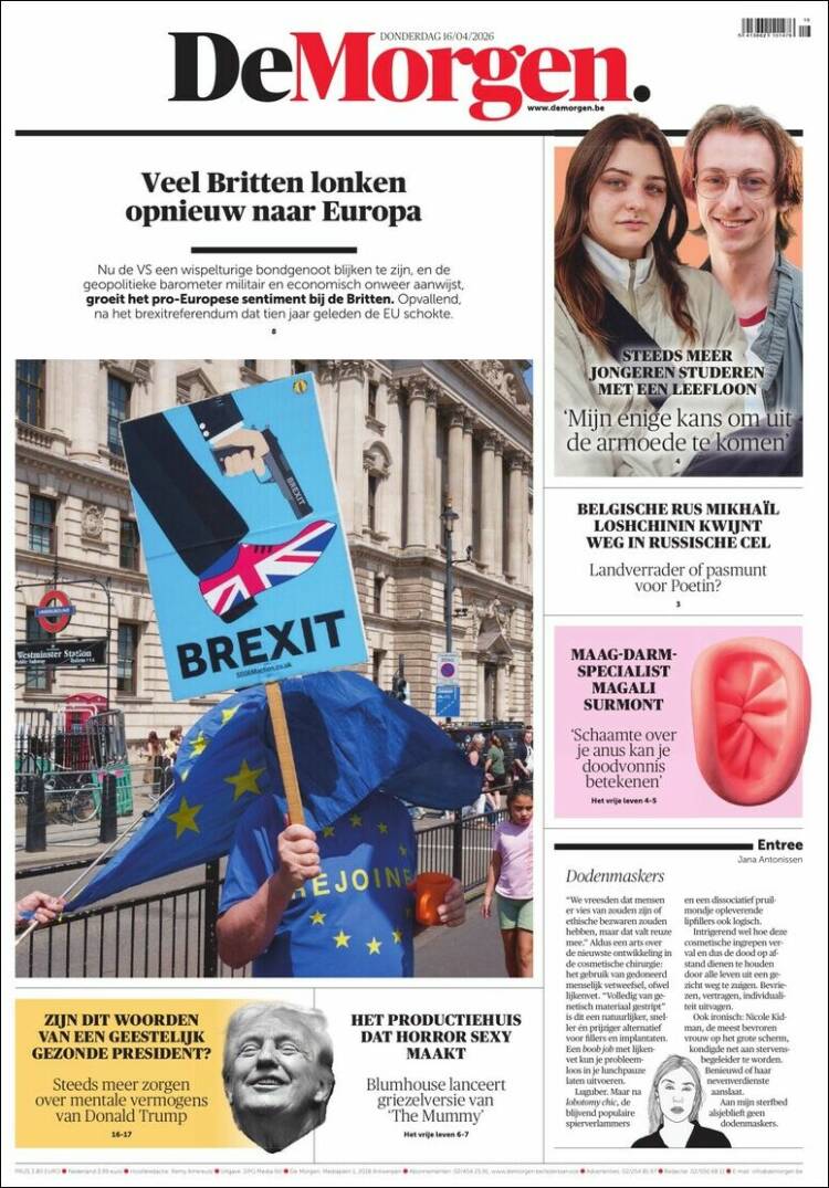 Portada de De Morgen (B&eacute;lgica)