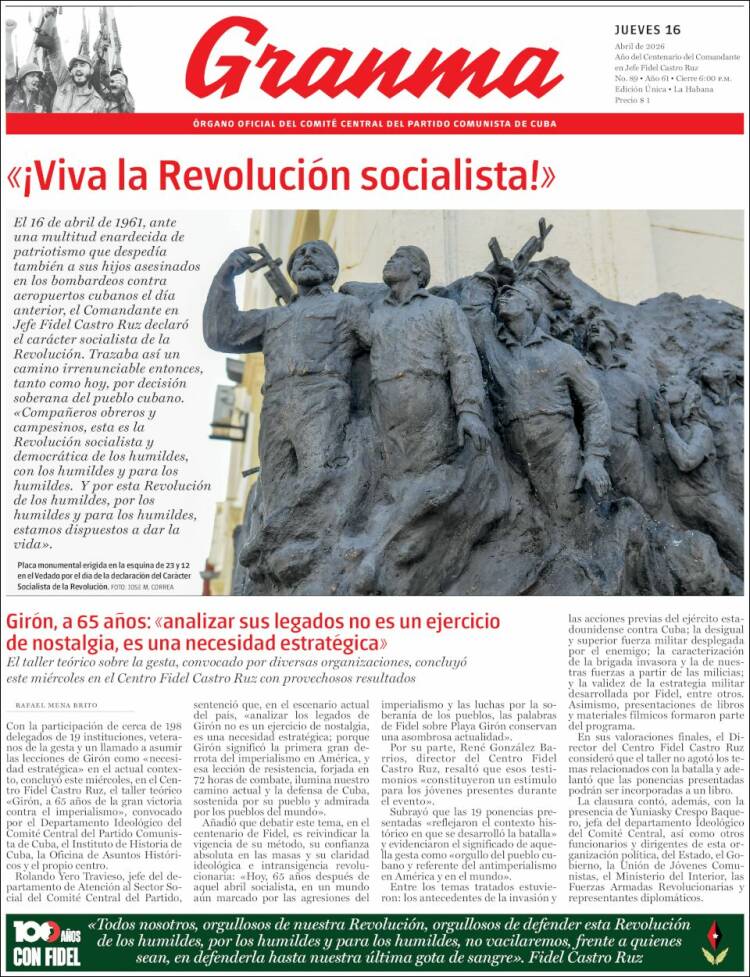Portada de Granma (Cuba)