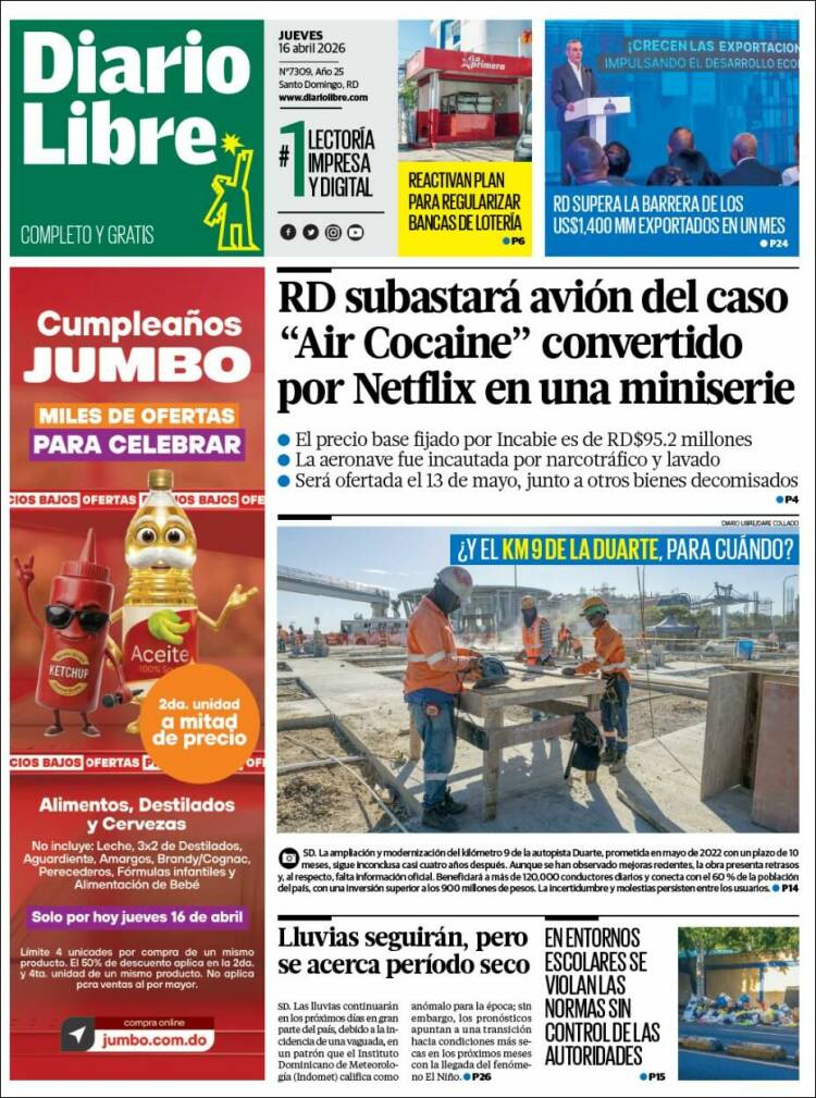 Portada de Diario Libre (R. Dominicana)