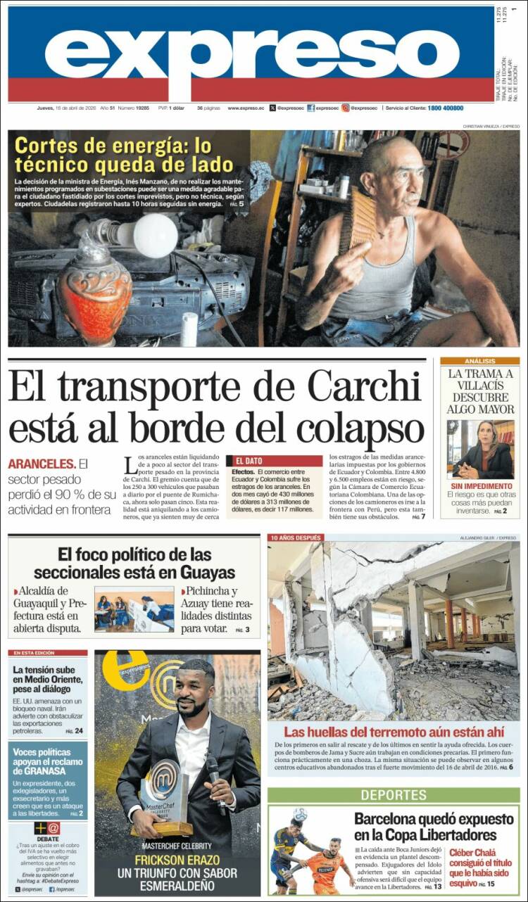 Portada de Expreso (Ecuador)