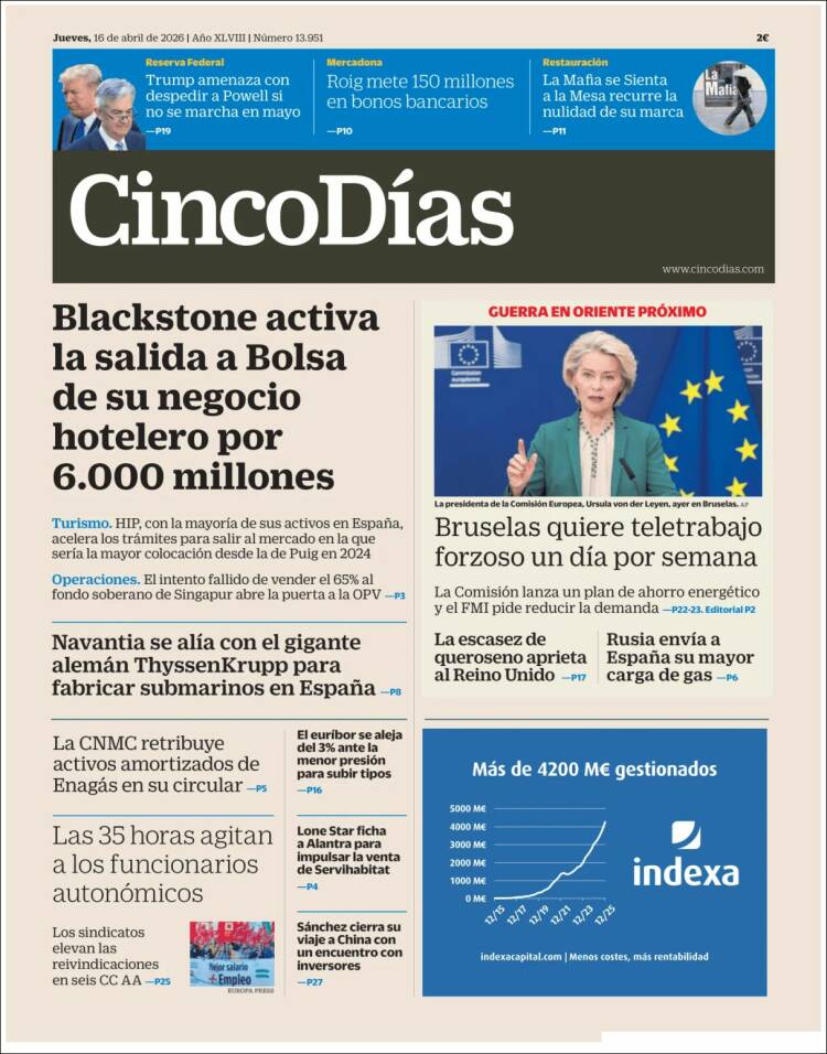 Portada de Cinco Días (Espa&ntilde;a)