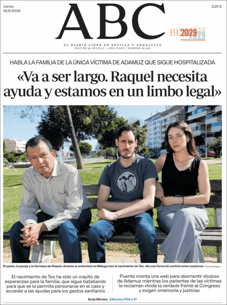 Portada de ABC - Sevilla (Espa&ntilde;a)