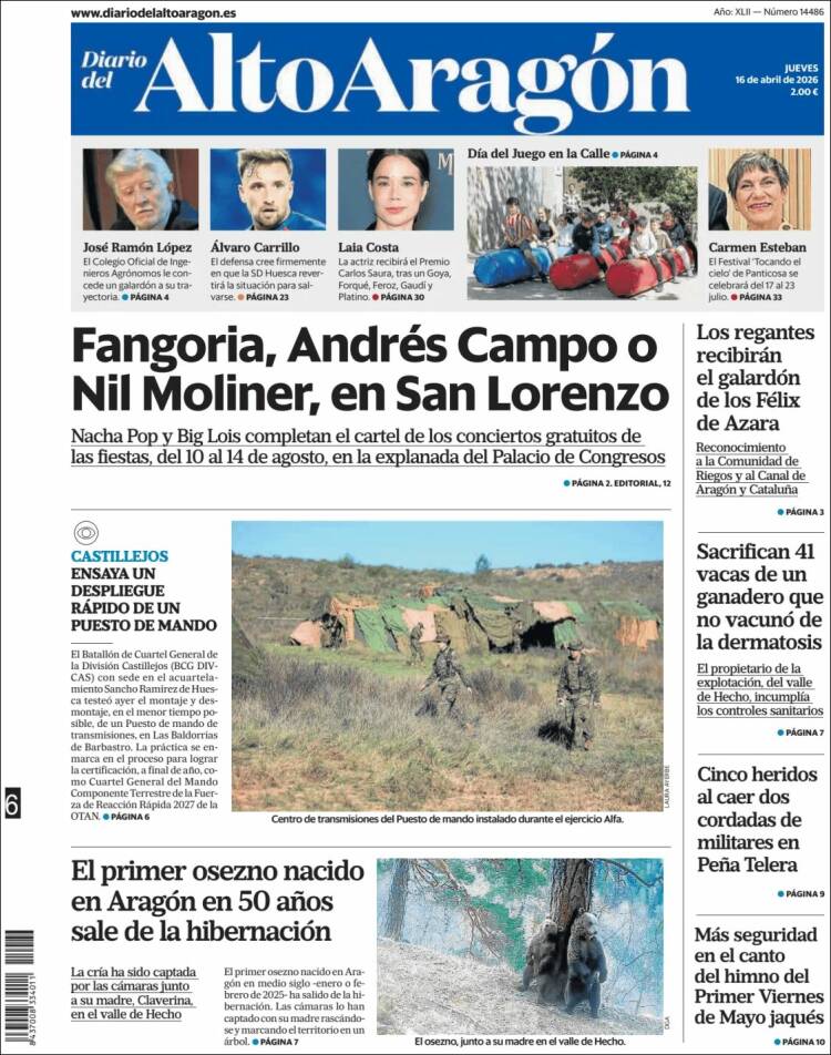 Portada de Diario del AltoAragón (Espa&ntilde;a)