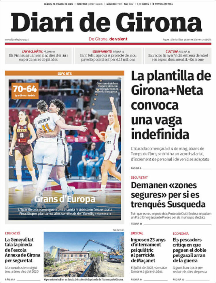 Portada de Diari de Girona (Espa&ntilde;a)