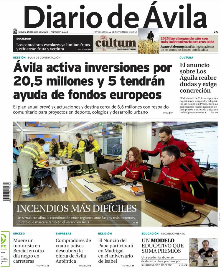 Portada de Diario de Ávila (Espa&ntilde;a)