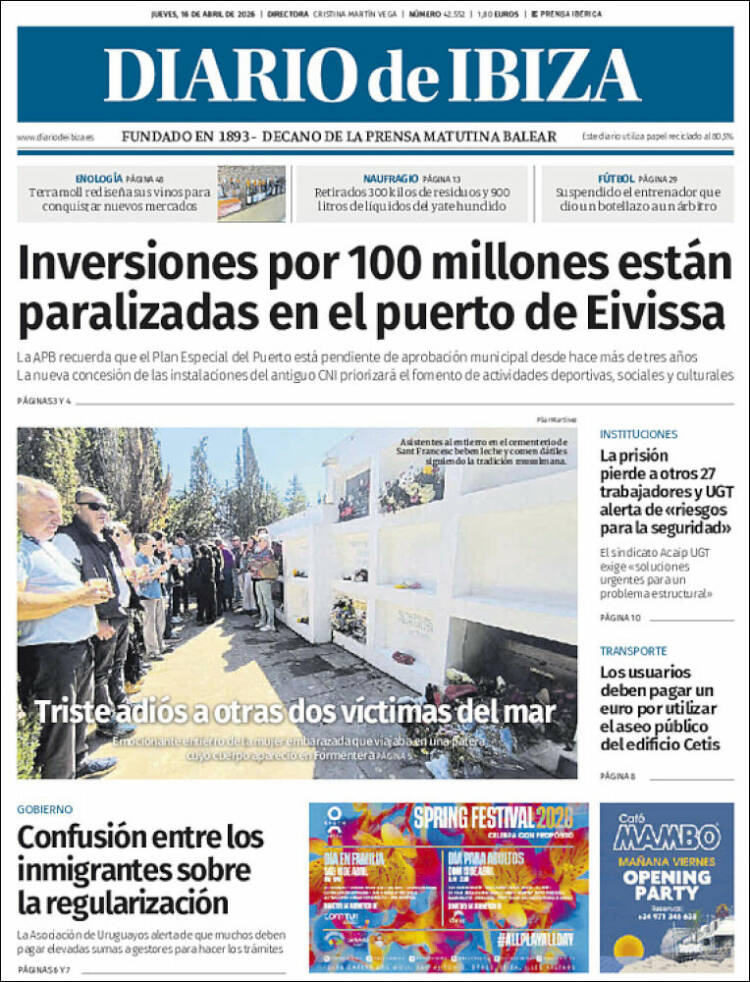 Portada de Diario de Ibiza (Espa&ntilde;a)