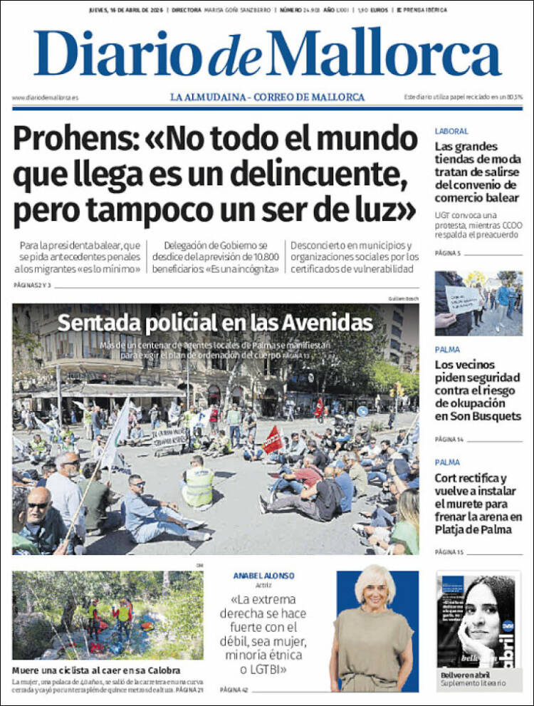 Portada de Diario de Mallorca (Espa&ntilde;a)
