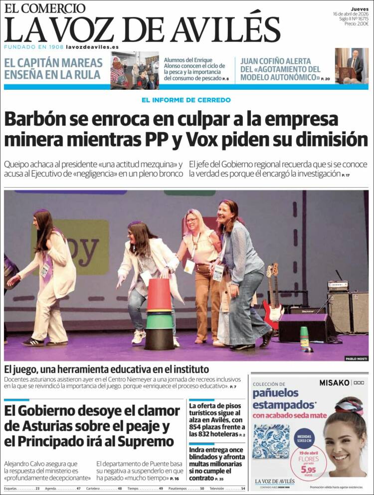 Portada de El Comercio - Avilés (Espa&ntilde;a)