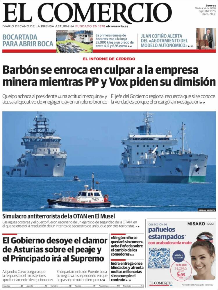 Portada de El Comercio - Gijón (Espa&ntilde;a)