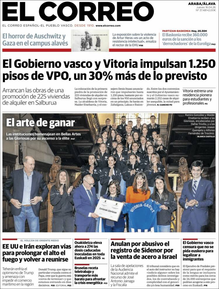 Portada de El Correo - Álava (Espa&ntilde;a)