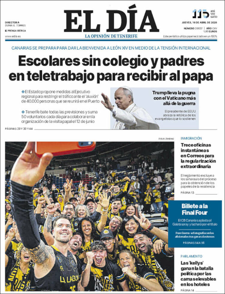 Portada de El Día (Espa&ntilde;a)