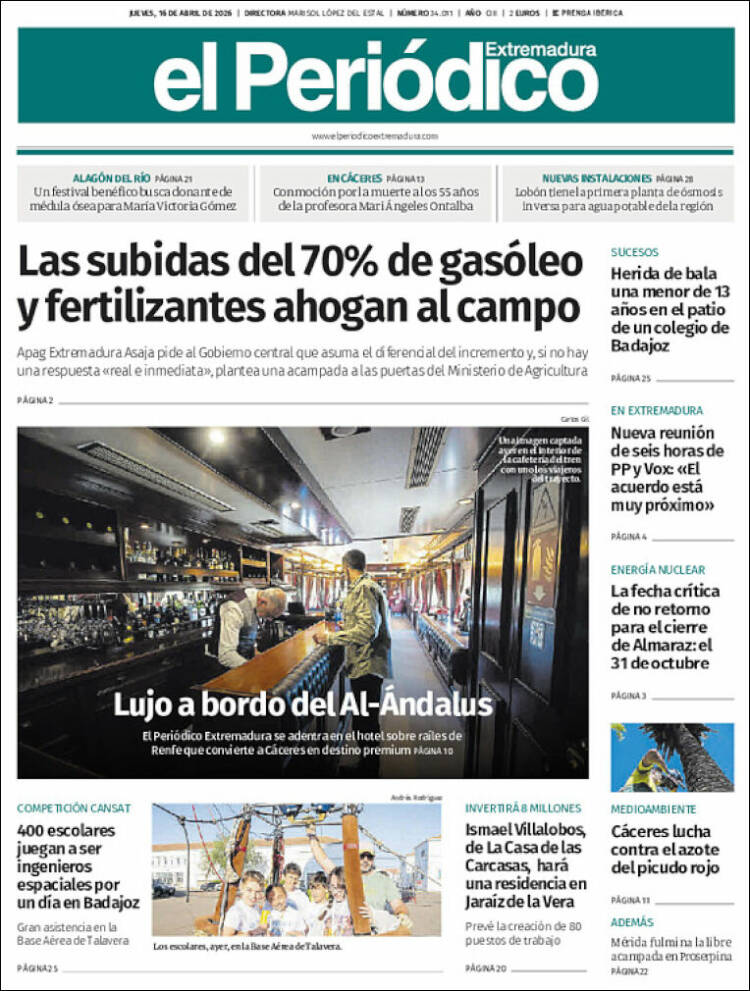 Portada de El Periódico de Extremadura (Espa&ntilde;a)