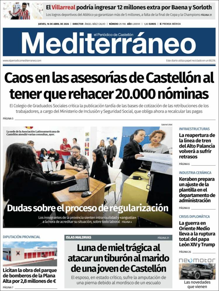 Portada de El Periódico Mediterraneo (Espa&ntilde;a)