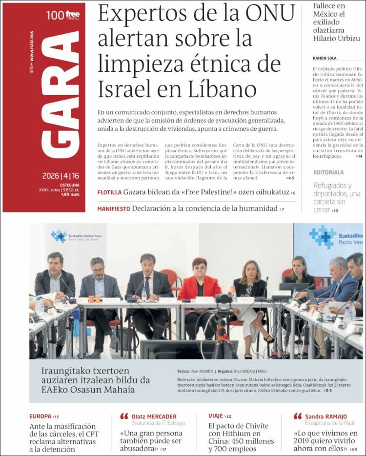 Portada de Gara (Espa&ntilde;a)