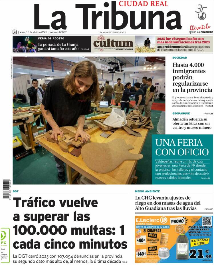 Portada de La Tribuna de Ciudad Real (Espa&ntilde;a)