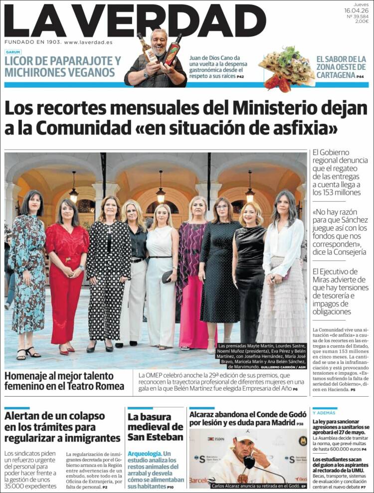 Portada de La Verdad de Murcia (Espa&ntilde;a)