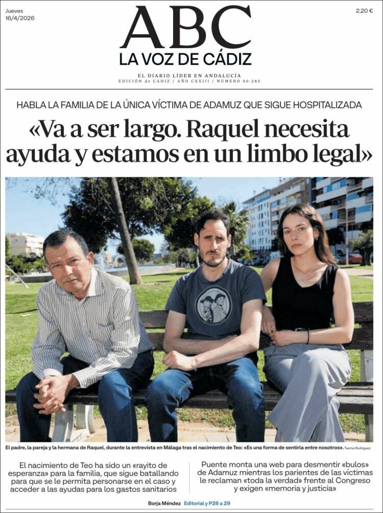 Portada de La Voz de Cádiz (Espa&ntilde;a)