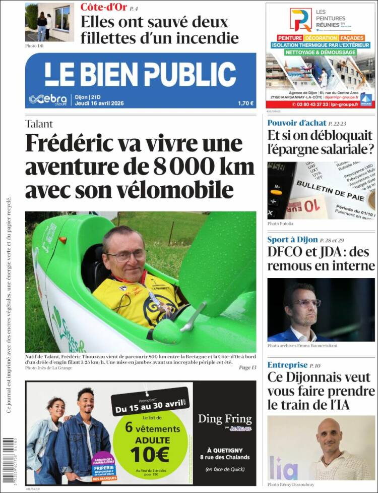 Portada de Le Bien Public (Francia)