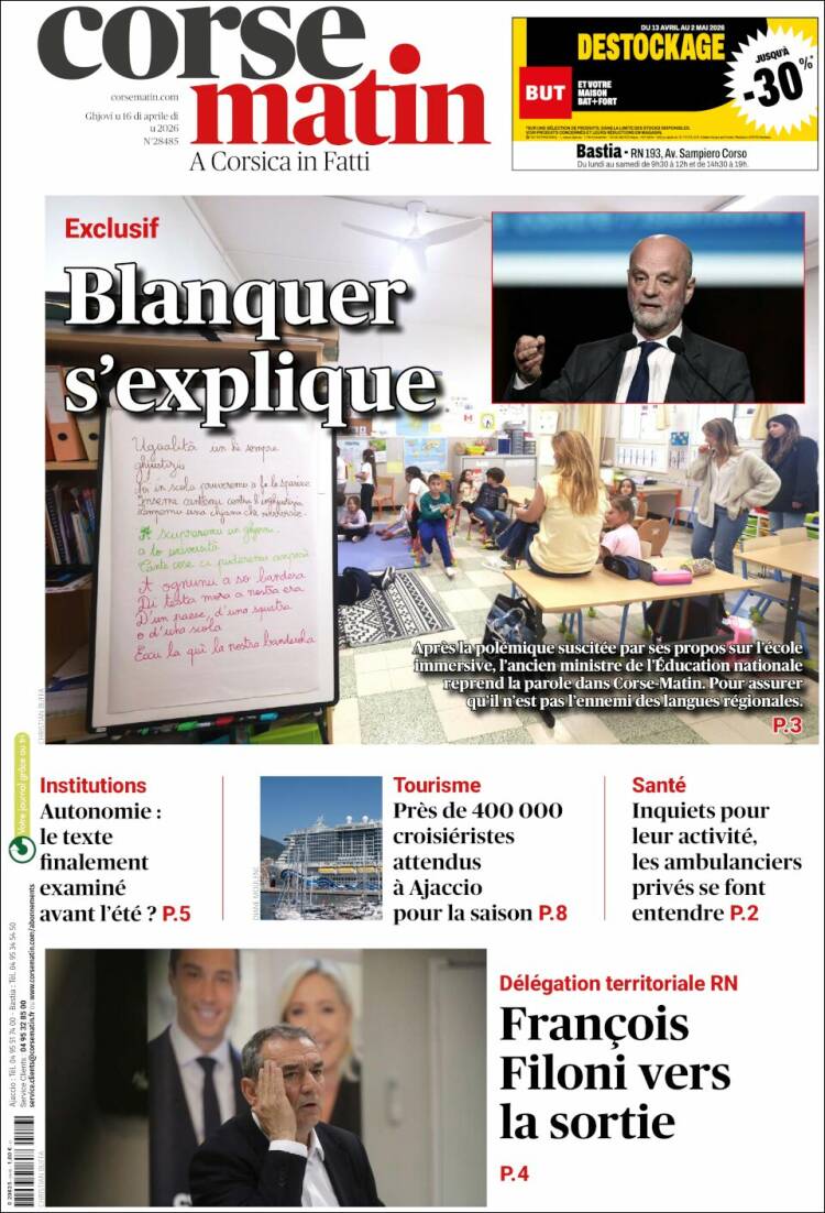 Portada de Corse-Matin (Francia)