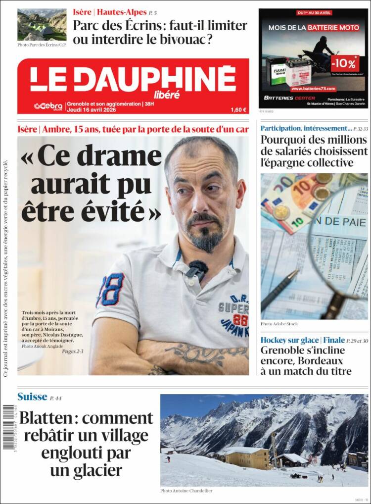 Portada de Le Dauphiné Libéré (Francia)