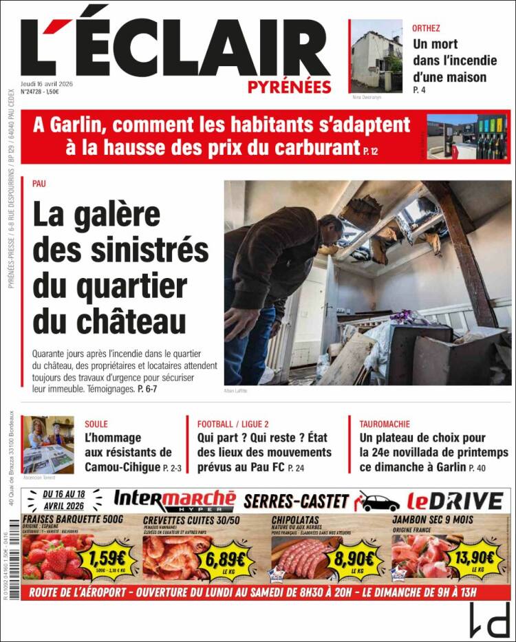 Portada de L'Eclair des Pyrénées (Francia)