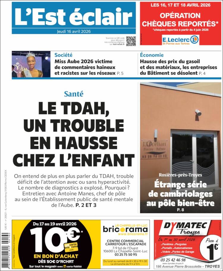 Portada de L'Est Eclair (Francia)