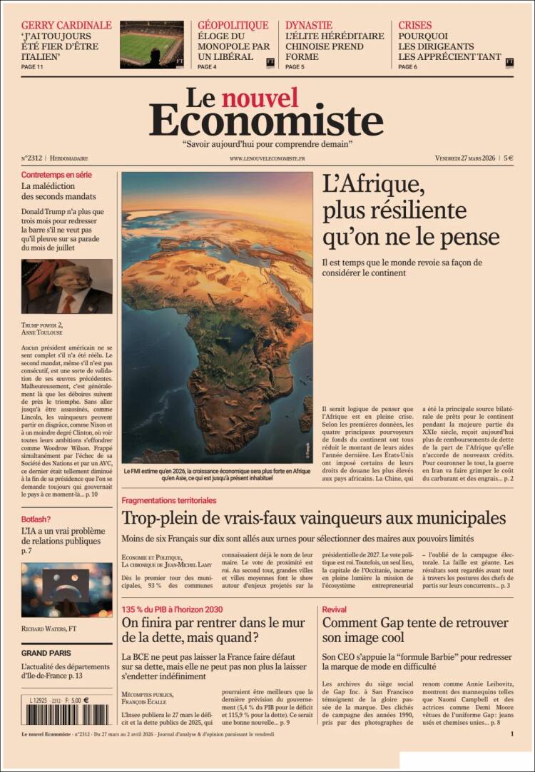Portada de Le nouvel Economiste (Francia)