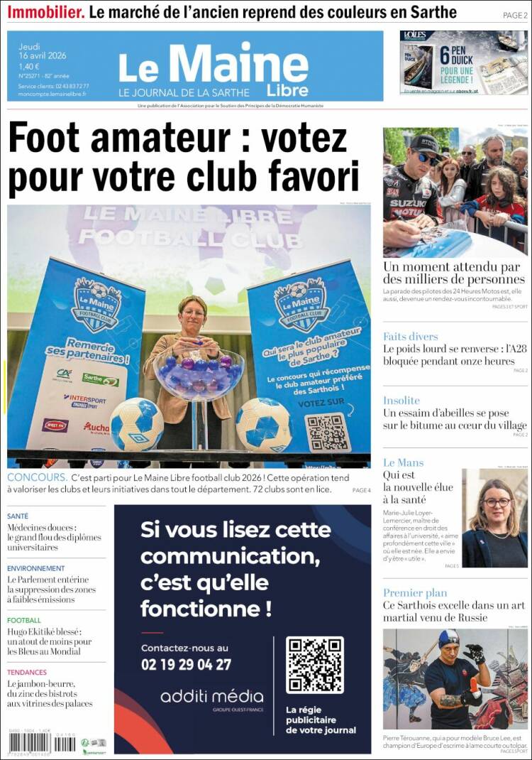 Portada de Le Maine Libre (Francia)