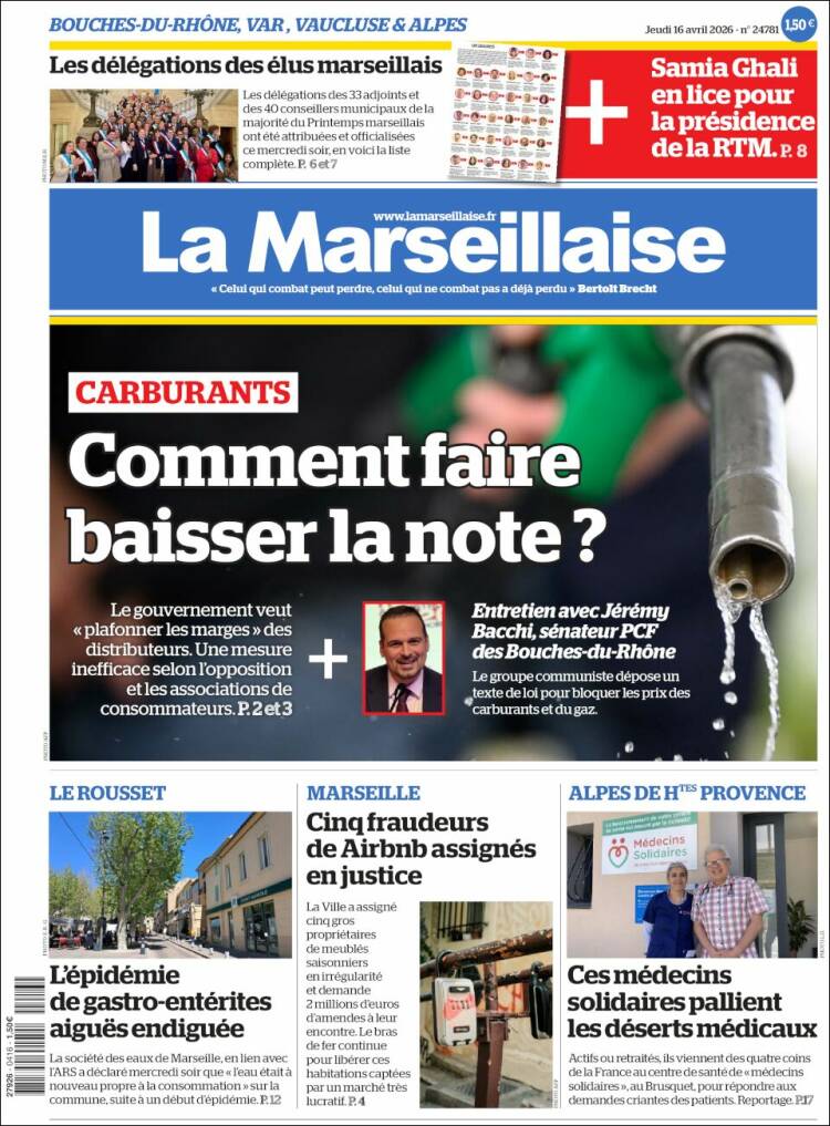 Portada de La Marseillaise (Francia)