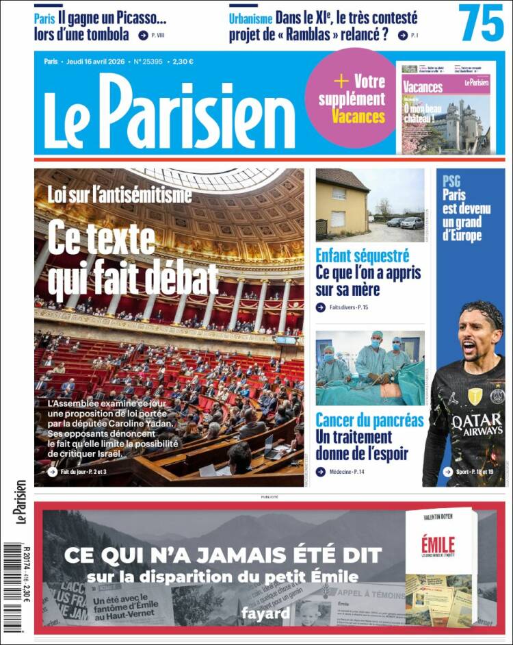 Portada de Le Parisien (Francia)