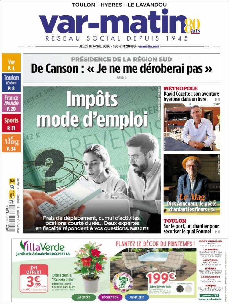 Portada de Var-Matin (Francia)