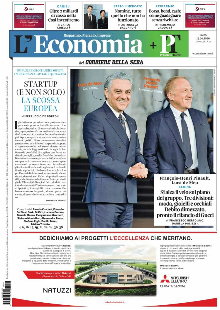Portada de L'Economia (Italia)