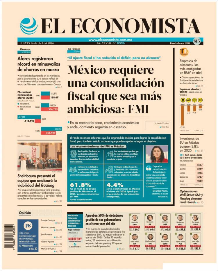 Portada de El Economista (M&eacute;xico)