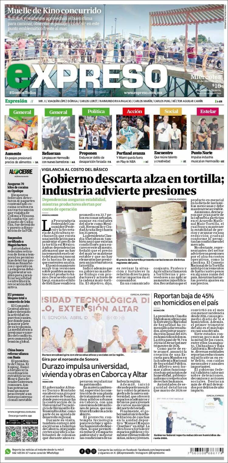 Portada de Expreso (M&eacute;xico)