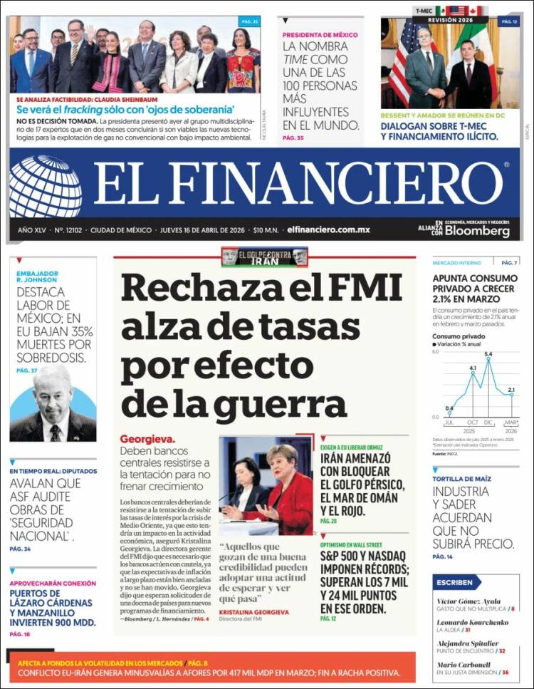 Portada de El Financiero (M&eacute;xico)