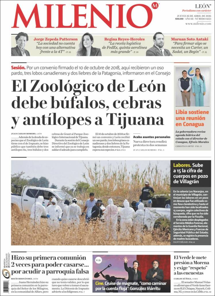 Portada de Milenio de León (M&eacute;xico)